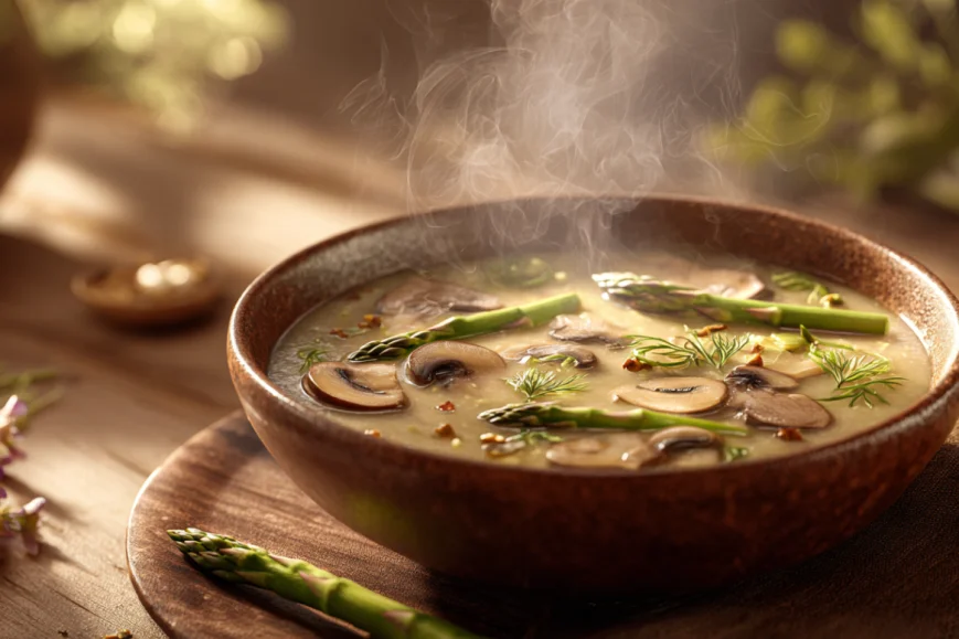 מרק פטריות עם אספרגוס